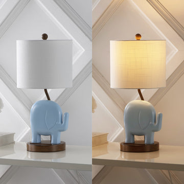 Ellie Bohemian Designer Iron/Resin Elephant LED Kids Table Lamp with Phone Stand and USB Charging Port - JONATHAN Y